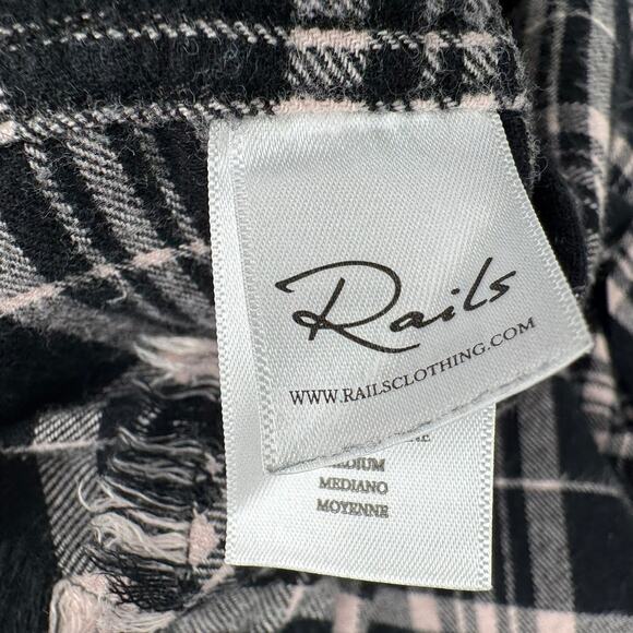 Rails Super Soft Pearl Snap Plaid Flannel Shirt Womens Medium Black White - Picture 8 of 13